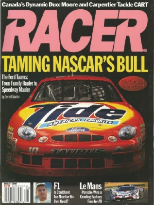 RACER MAGAZINE 1998 AUG - COULTHARD, LeMANS, SKIP BARBER, WINSTON CUP TAURUS